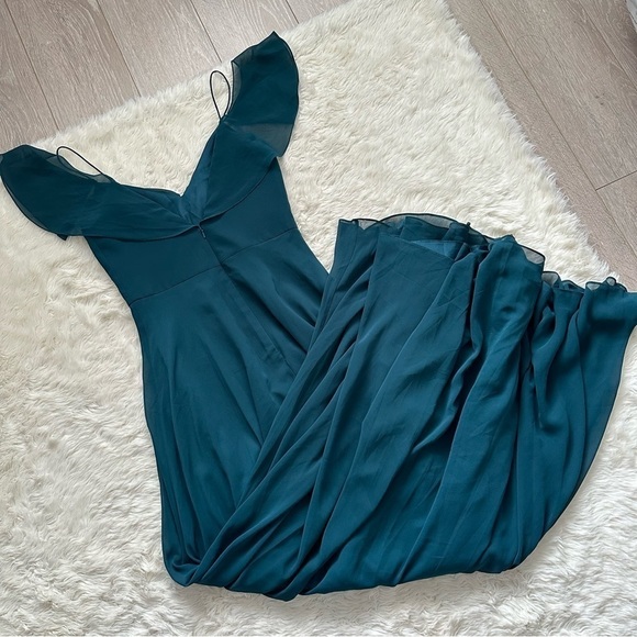 Jenny Yoo Collection Dress Mila Luxe Chiffon Maxi Caspian Sea Teal 0 - Picture 4 of 12
